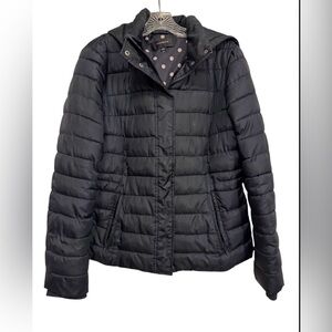 Colebrook Women's Hooded Puffer large navy polka dots